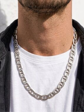 Classic Sterling Silver 925 Italy Men's Chunky Chain Necklace 20’ inch